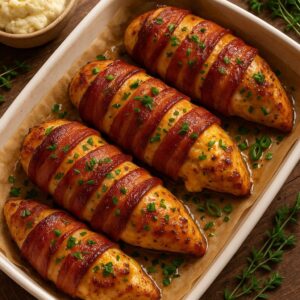Keto Bacon-Wrapped Cream Cheese Chicken
