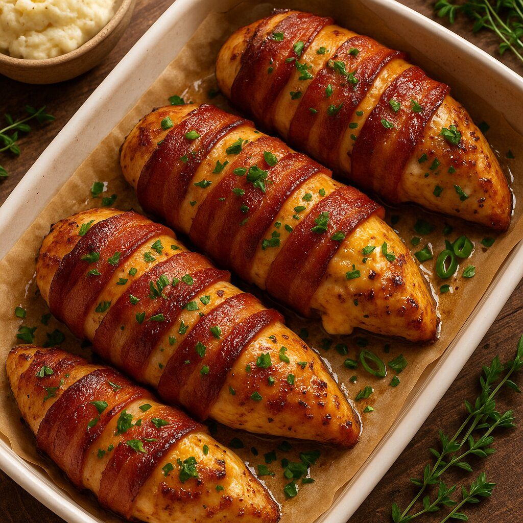 Keto Bacon-Wrapped Cream Cheese Chicken