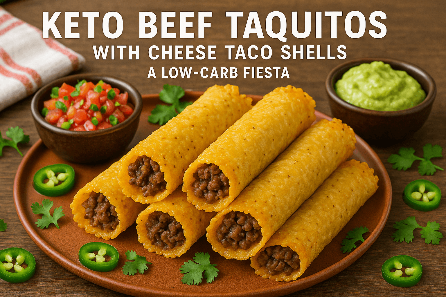 Keto Beef Taquitos with Cheese Taco Shells: A Low-Carb Fiesta