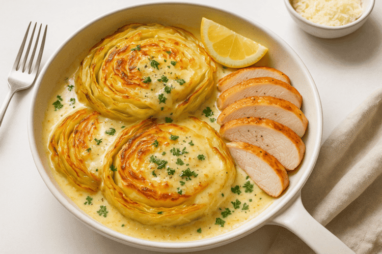 Low Carb Garlic Parmesan Melting Cabbage